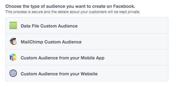 Facebook Custom Audience Options