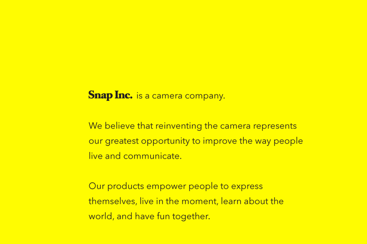 snap inc is a camera company